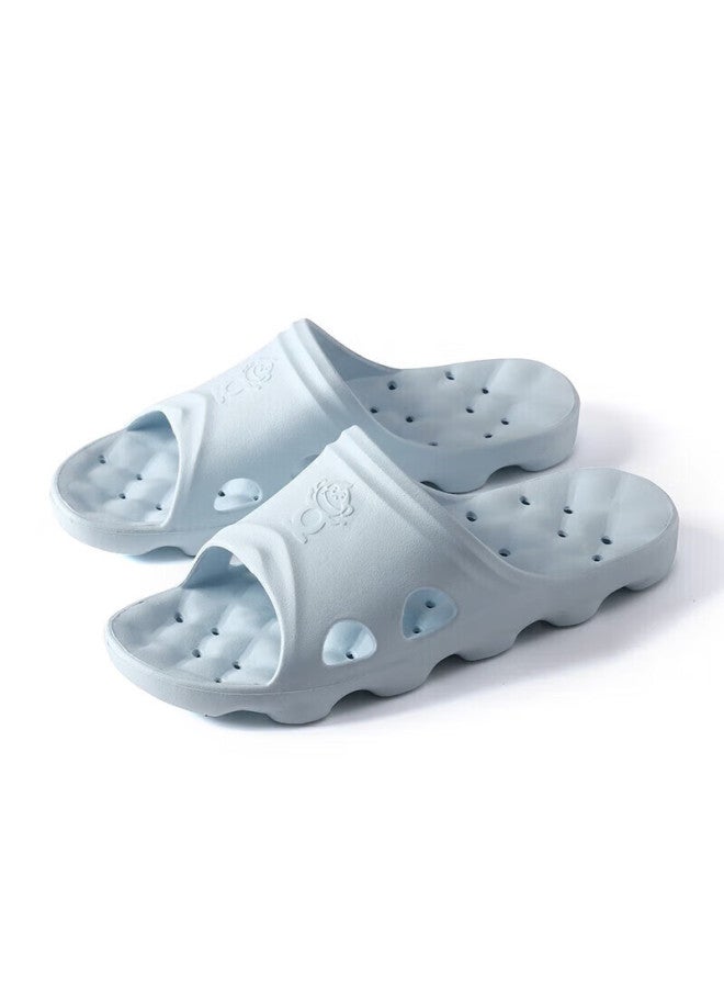 Baihou Side-draining Non-slip Massage Hollow Slippers For Men And Women, Couples, Students, Bathroom, Breathable Sandals, Sky Blue, Size 40-41 - Image 3