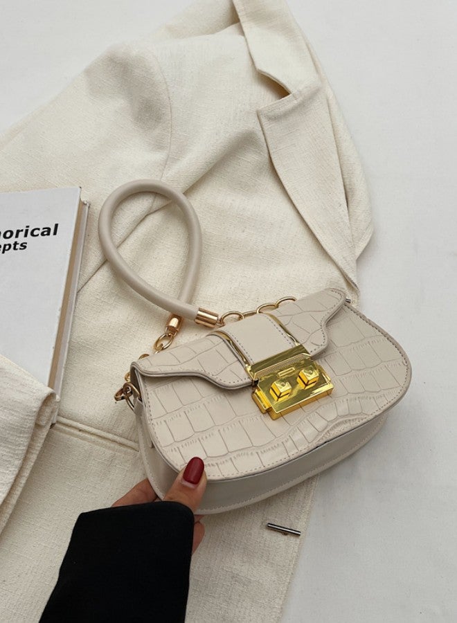 WAOKN Women's Fashion Trend Shoulder Bag, Ladies Personality Casual Crossbody Bag Sling Bag Side Bag, Simple PU Leather Armpit Bag Carry Bag Gift Bag(White) - Image 3