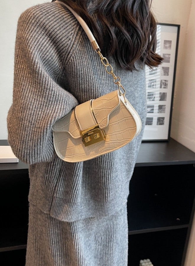 WAOKN Women's Fashion Trend Shoulder Bag, Ladies Personality Casual Crossbody Bag Sling Bag Side Bag, Simple PU Leather Armpit Bag Carry Bag Gift Bag(White) - Image 5