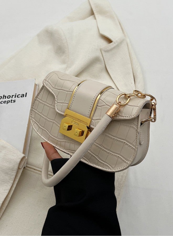 WAOKN Women's Fashion Trend Shoulder Bag, Ladies Personality Casual Crossbody Bag Sling Bag Side Bag, Simple PU Leather Armpit Bag Carry Bag Gift Bag(White) - Image 4