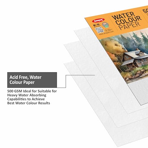 Anupam Professional Watercolour Paper | A3 (42X30CM) 500 GSM Cold Pressed Paper | Acid-Free 5 Sheets| Ideal for Artist, Professional Drawing, Painting Dry & Wet, Fine Art, School, Students - Image 4