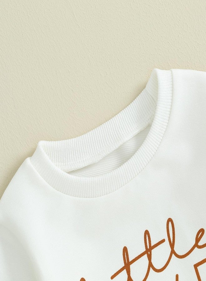 Socutebabe طقم ملابس عيد الشكر للأطفال الصغار من Socutebabe، للبنات والأولاد، بتصميم ديك رومي، سترة بأكمام طويلة وبنطال وافل، ملابس خريفية لطيفة لعيد الشكر (ديك رومي صغير - أبيض، 6-12 شهرًا) - Image 3