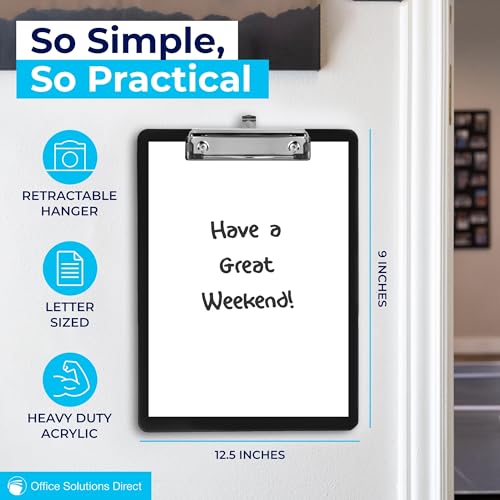 Office Solutions Direct Black Plastic Clipboards (Set of 6) Multipack - 12.5x9 Inch Clipboard Holds 100 Sheets, Low Profile | Colored Acrylic Clip Boards in Bulk for Kids & Professionals - Image 4