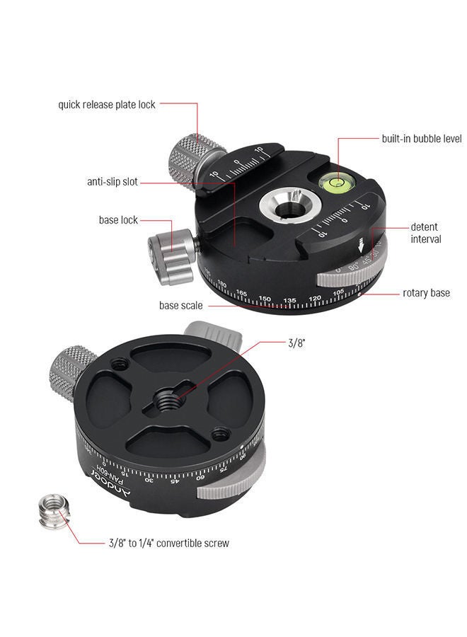 NIBEMINENT Panoramic Ball Head Tripod Headstand Silver  - Image 2