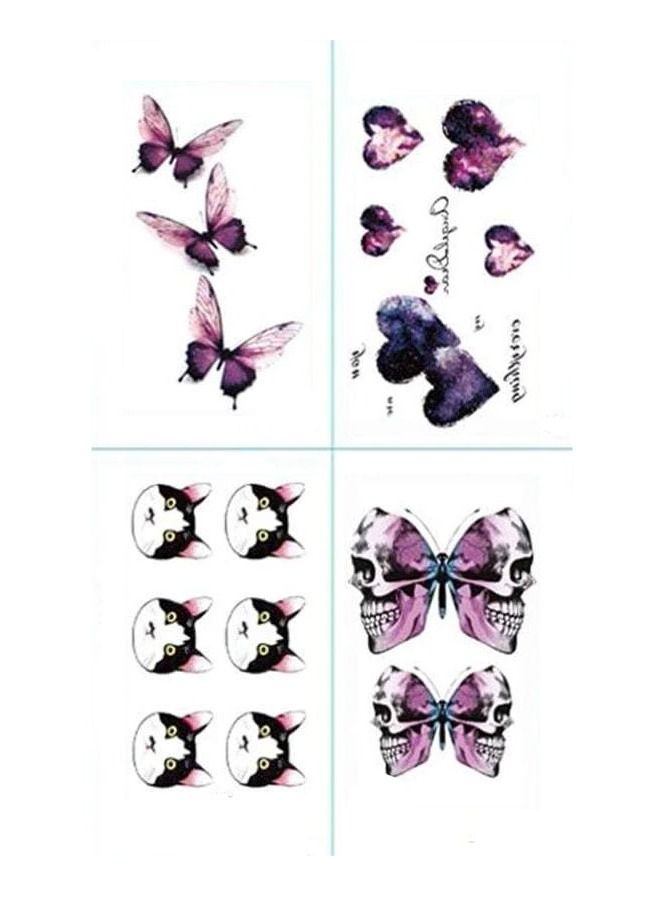 اربع قطع من وشم تاتو المؤقت مقاوم للماء بتصميم فراشات متعددة الاشكال والالوان ملصات لطيفة - Image 1