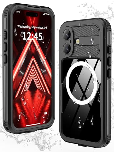 GOLDJU Magnetic for iPhone 17 Case-Waterproof, Built-in Screen & Camera Protector-IP68 Underwater Full Body 16FT Military Dropproof Shockproof Case for 17 6.3''- Black - Image 1