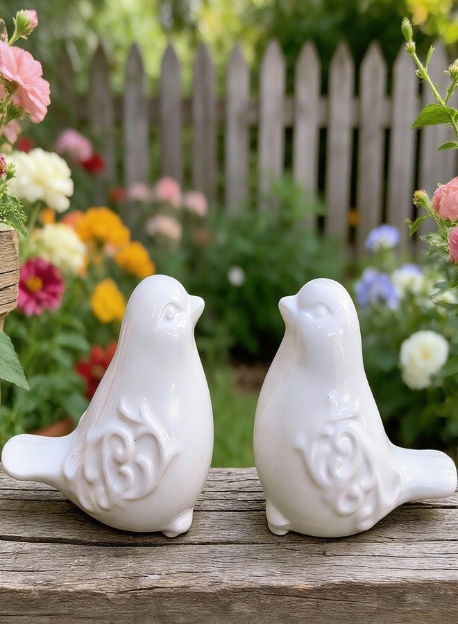 Gishima 2PCS Ceramic Bird Figurines Decorative Bird Ornaments Statue for Home Garden Decor (White) - Image 2