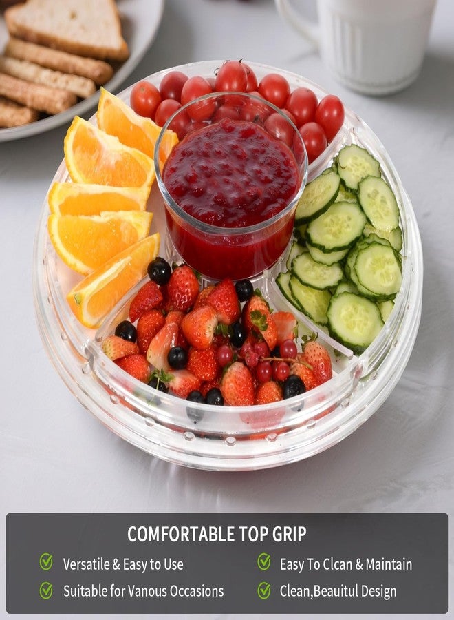 Masthome 6-in-1 Multi-Functional Cake Stand with Dome Cover, BPA-Free Acrylic Serving Platter, Salad Bowl Divided Snack Tray, Shatterproof Dessert Display with Fork Spoon for Birthday Wedding Christmas Party - Image 4