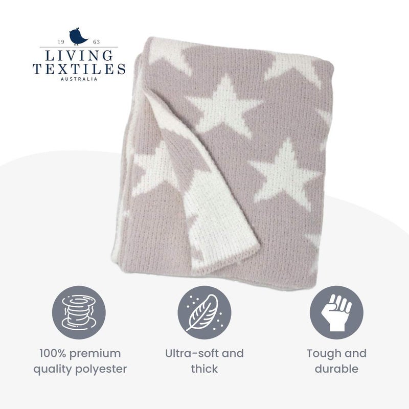 Living Textiles Grey Stars Chenille Soft Baby Blanket Reversible Premium Cozy Fabric for Best Comfort - for Infant,Toddler,Newborn,Nursery,Boy,Girl,Unisex,Throw,Crib,Stroller,Gift, Grey Stars 40x30 - Image 5