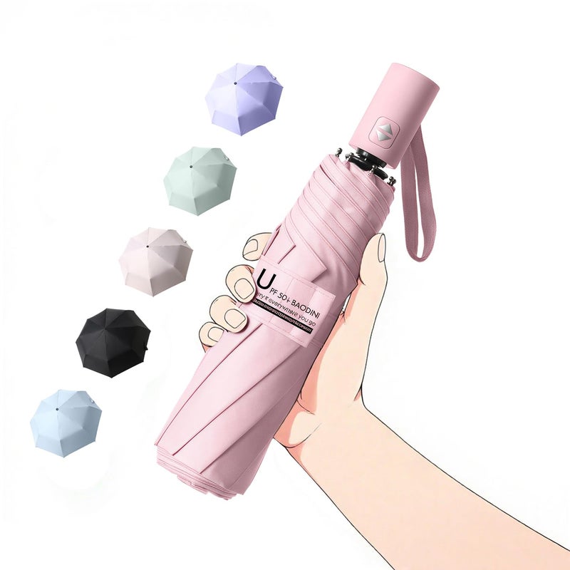 BAODINI Small UV Protection Travel Umbrella Compact for Rain and Sun UPF 50+ Windproof Portable 42 inch Umbrella for Women and Men - Image 1