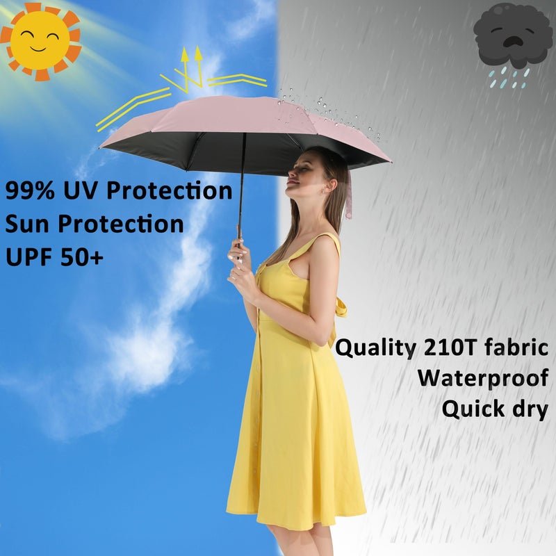 BAODINI Small UV Protection Travel Umbrella Compact for Rain and Sun UPF 50+ Windproof Portable 42 inch Umbrella for Women and Men - Image 2