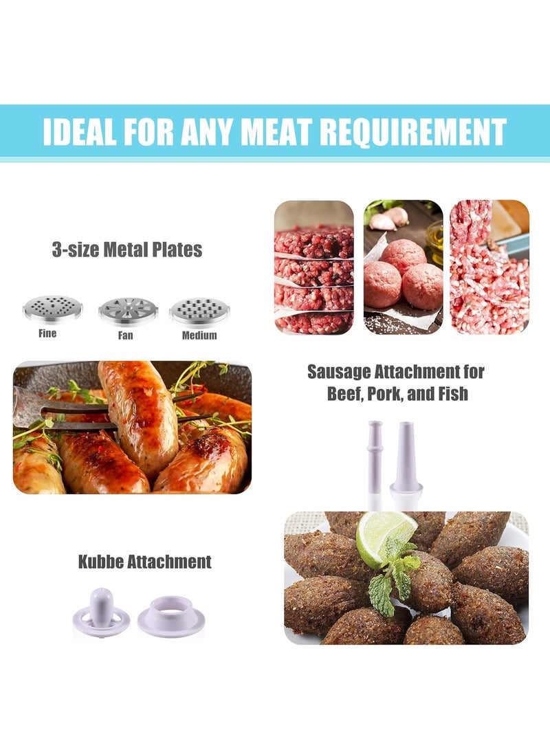 DubaiGallery Premium 3000W heavy-duty electric meat grinder offering fast meat processing, strong motor, stainless steel housing, multiple discs, sausage maker tools included, perfect for homemade recipes, efficient kitchen work, and daily food preparation. - Image 5