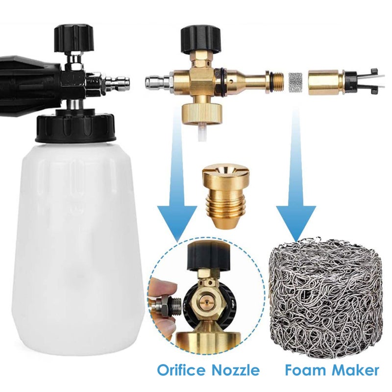 Gold Pressure Washer Nozzle Tip: 2-Piece Set With Stainless Steel Thick Foam Maker - Rust Proof Brass Orifice Nozzle for Car, Window, Driveway Cleaning - Image 5