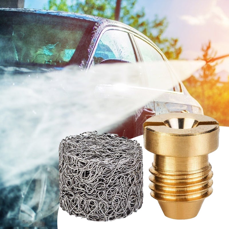 Gold Pressure Washer Nozzle Tip: 2-Piece Set With Stainless Steel Thick Foam Maker - Rust Proof Brass Orifice Nozzle for Car, Window, Driveway Cleaning - Image 2