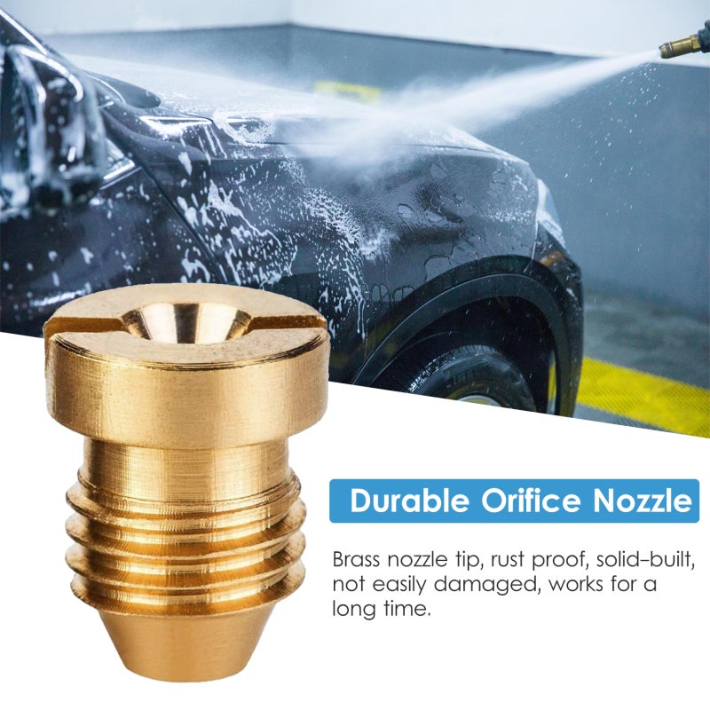 Gold Pressure Washer Nozzle Tip: 2-Piece Set With Stainless Steel Thick Foam Maker - Rust Proof Brass Orifice Nozzle for Car, Window, Driveway Cleaning - Image 3