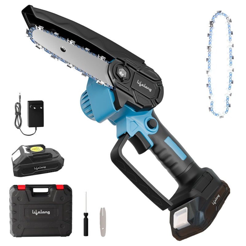 Lifelong 21V Cordless Mini Chainsaw Machine | 550W Copper Motor | 1.5Ah Battery | Tree Branch Cutter Tool | Wood Cutting Machine for Home | Wood Cutter Tool Machine | Spare Chain | Gardening, DIY Use - Image 4