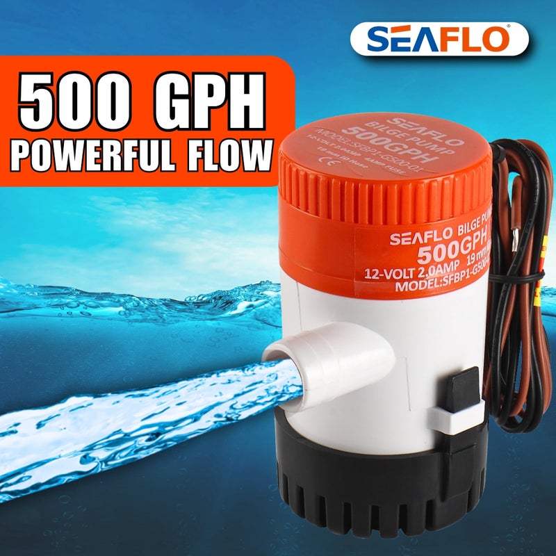 SEAFLO مضخة مياه بحرية SEAFLO 01 Series 500 GPH - 12V، مخرج 3/4"، مضخة غاطسة مع حماية من قفل الهواء، معتمدة CE و Rohs، ضمان 4 سنوات | موثوقة للقوارب والتطبيقات البحرية - Image 3