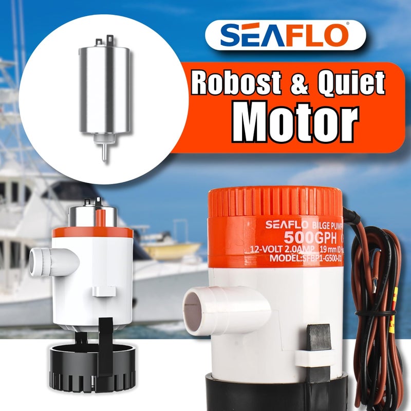 SEAFLO مضخة مياه بحرية SEAFLO 01 Series 500 GPH - 12V، مخرج 3/4"، مضخة غاطسة مع حماية من قفل الهواء، معتمدة CE و Rohs، ضمان 4 سنوات | موثوقة للقوارب والتطبيقات البحرية - Image 4