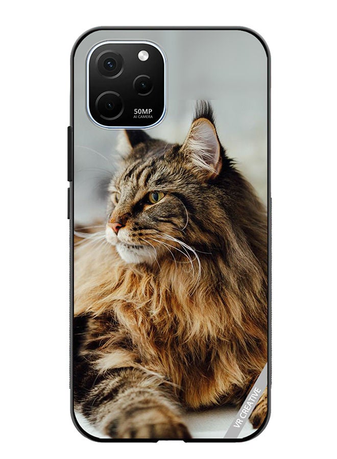 VR CREATIVE Protective Case Cover For Huawei Enjoy 50z Angry Cat Design Multicolour - Image 1