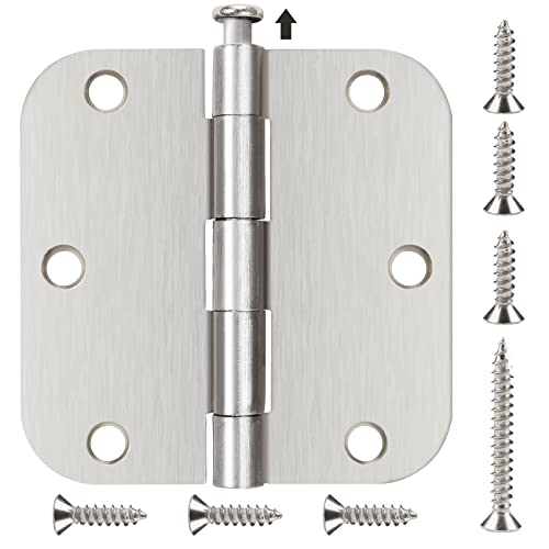 KIW 6 Pack Nickel Door Hinges Brushed Nickel 3-1/2 Interior Door Hinges Satin Nickel 3.5 Inch x 3.5"with 5/8"Radius Corners 3 ½"Silver Bedroom Residential Doors for Hinges Flat Indoor Door Hinge Hardware - Image 1