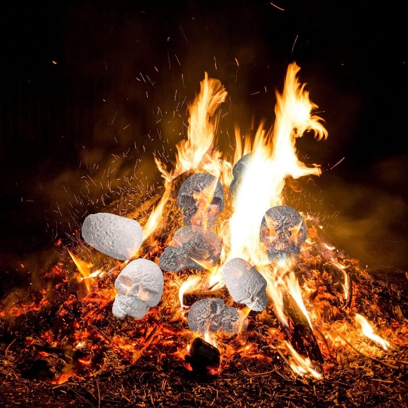 klarako Imitated Human Skull Ceramic, Fire Pit Skulls, Halloween Fire Pit Skull Ceramic Props, Reusable Halloween Firepit Skull Fire Log, Fire Pits Halloween Decor for Party, BBQ, Campfire, Fireplaces - Image 1