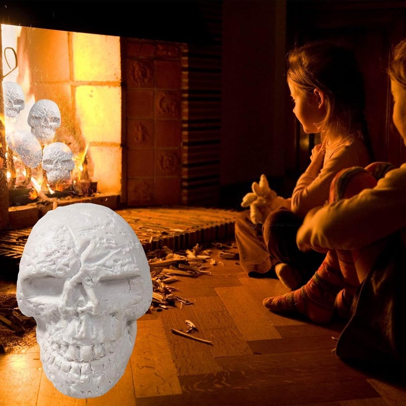 klarako Imitated Human Skull Ceramic, Fire Pit Skulls, Halloween Fire Pit Skull Ceramic Props, Reusable Halloween Firepit Skull Fire Log, Fire Pits Halloween Decor for Party, BBQ, Campfire, Fireplaces - Image 4
