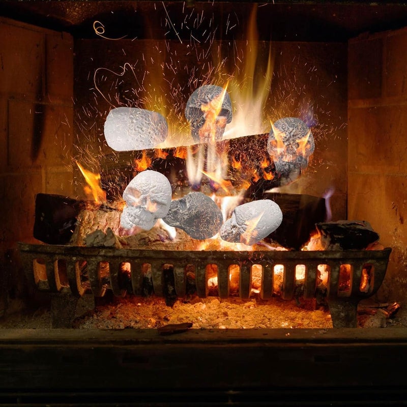 klarako Imitated Human Skull Ceramic, Fire Pit Skulls, Halloween Fire Pit Skull Ceramic Props, Reusable Halloween Firepit Skull Fire Log, Fire Pits Halloween Decor for Party, BBQ, Campfire, Fireplaces - Image 5