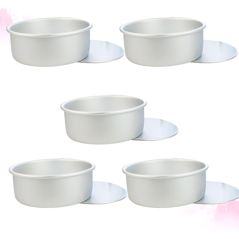 5pcs Aluminum Round Bottom Cake Mold Anode Live Bottom Pie Pan Mini Cake Baking Tray Removable Bakeware Dish Base Cake Tools ( ) - Image 1