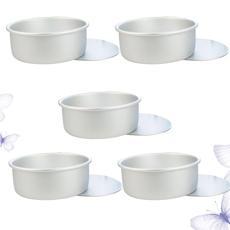5pcs Aluminum Round Bottom Cake Mold Anode Live Bottom Pie Pan Mini Cake Baking Tray Removable Bakeware Dish Base Cake Tools ( ) - Image 5