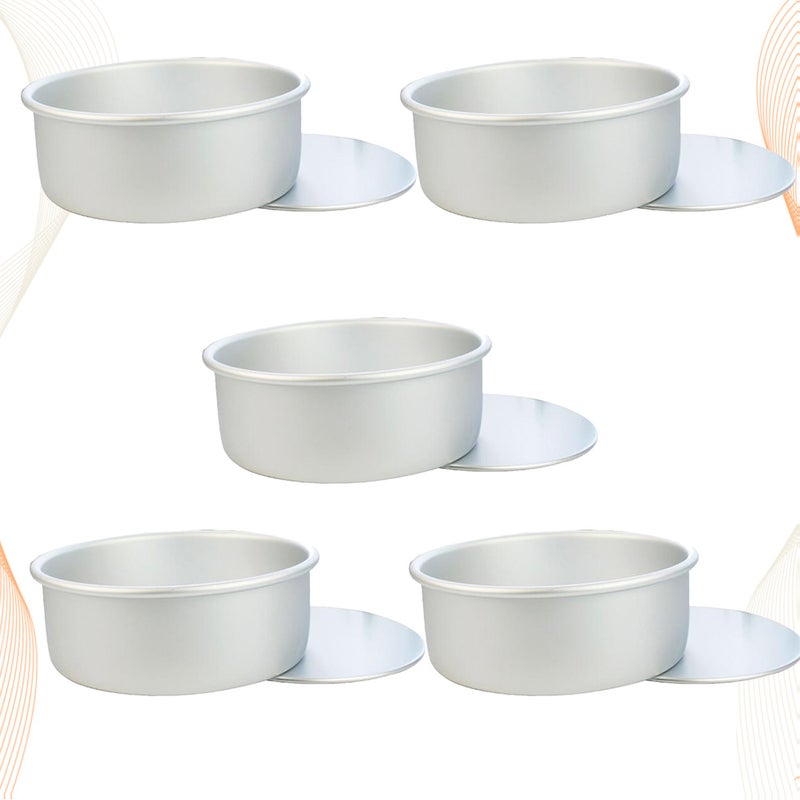 5pcs Aluminum Round Bottom Cake Mold Anode Live Bottom Pie Pan Mini Cake Baking Tray Removable Bakeware Dish Base Cake Tools ( ) - Image 3