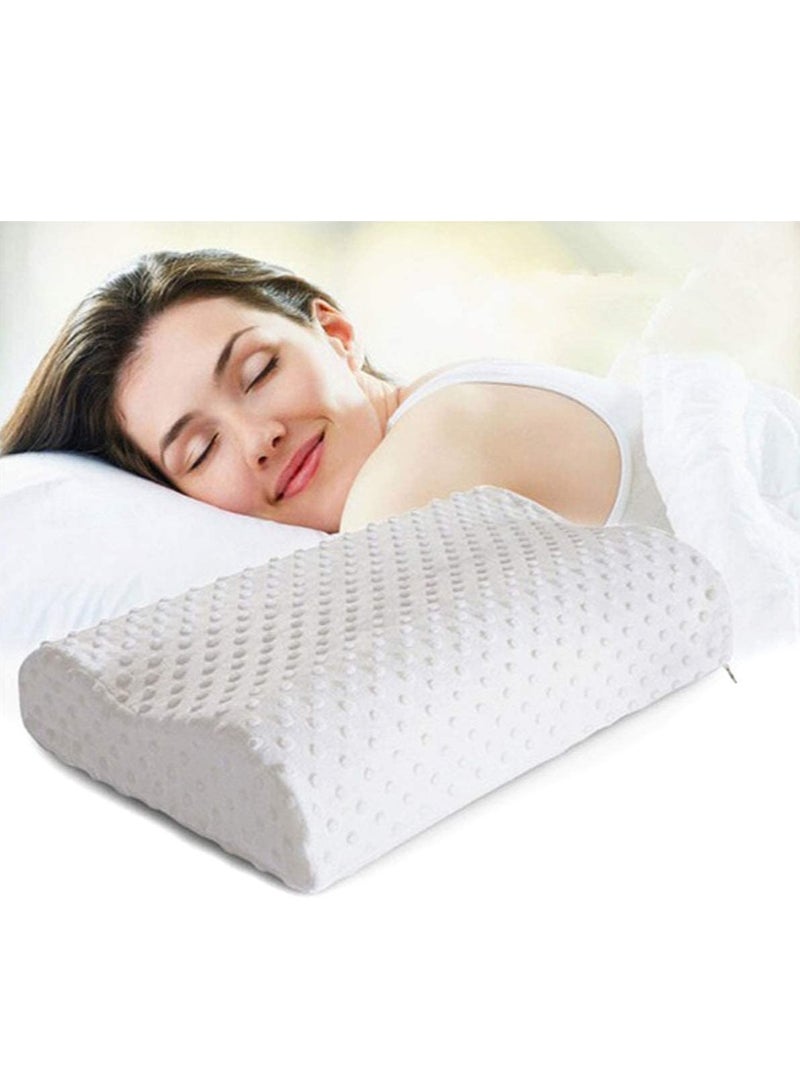 وسادة طبية للرقبة من فوم الذاكرة بحجم قياسي لدعم الرقبة والظهر أثناء النوم مع غطاء بسحاب قابل للإزالة (23 بوصة طول × 13.8 بوصة عرض × 4 بوصة ارتفاع | اللون: أبيض | مجموعة من 2 قطعة) - Image 1