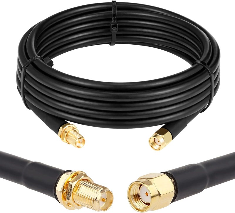 XRDS -RF RP-SMA Male to RP-SMA Female Coax Cable 10FT, RG58 WiFi Antenna Extension Coax Cable for WiFi LAN Router Wireless Network Card Adapter - Image 1