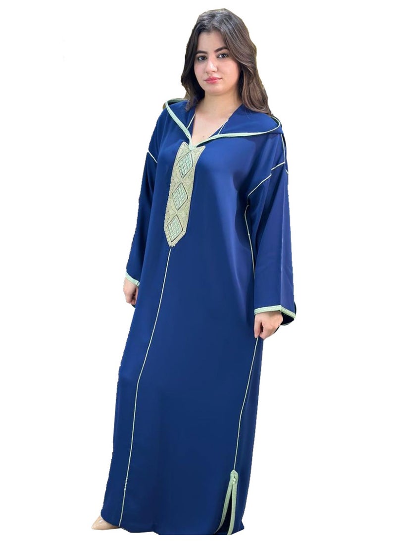 المراكشية خواتین کا جیلابا - لانگ مراکش کافتان | روایتی Kabylen سٹائل عربی لباس | آرام دہ اور پرسکون نرم کریپ فیبرک | خواتین کے لیے لمبی بازو والی جلبیہ - Image 1