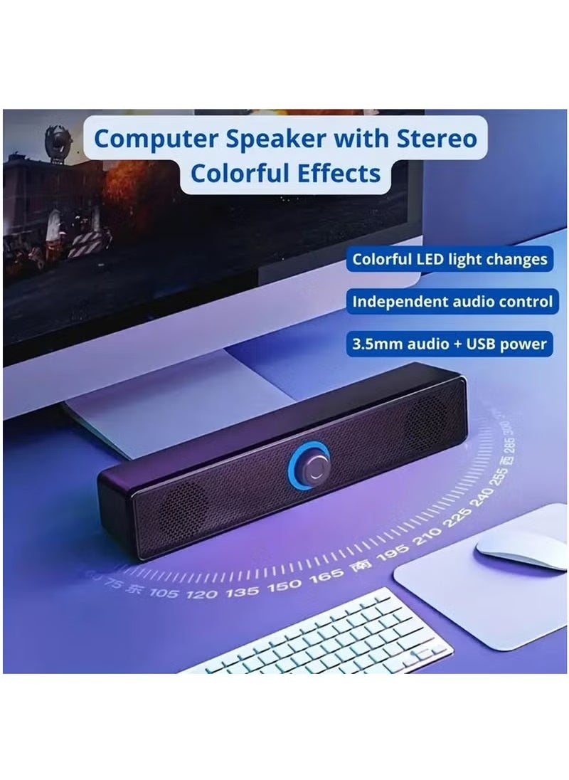 Arabest Computer Speakers, USB Powered PC Speakers Wired Stereo Desktop Speakers for Computer, Desktop, Laptop, PC, Pad, Cellphone  - Image 1