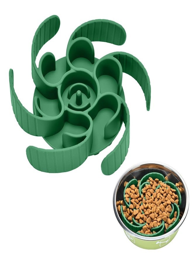 XIAOZHIHUI Slow Feeder Dog Bowls Insert,Third Generation upgradedSuper Firm Eating Bowl（Cuttable） for Large Breed and Medium Small Size Compatible with Regular Elevated Metal Glass Dog Bowl (Green) - Image 1