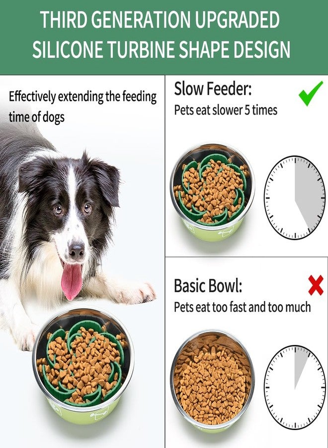 XIAOZHIHUI Slow Feeder Dog Bowls Insert,Third Generation upgradedSuper Firm Eating Bowl（Cuttable） for Large Breed and Medium Small Size Compatible with Regular Elevated Metal Glass Dog Bowl (Green) - Image 2