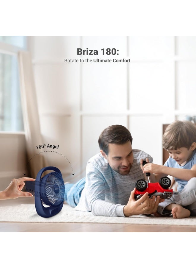 Dylect® Briza 180 Portable Rechargeable Fan | 3600mAh Battery | TruSilent BLDC Motor | 3-Speed | Up to 11h Runtime | USB Charging | Built-in LED Light | Ideal for Desk, Home & Travel | Blue - Image 4