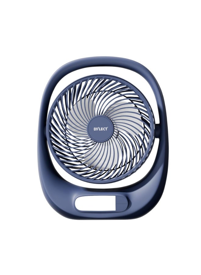 Dylect® Briza 180 Portable Rechargeable Fan | 3600mAh Battery | TruSilent BLDC Motor | 3-Speed | Up to 11h Runtime | USB Charging | Built-in LED Light | Ideal for Desk, Home & Travel | Blue - Image 1