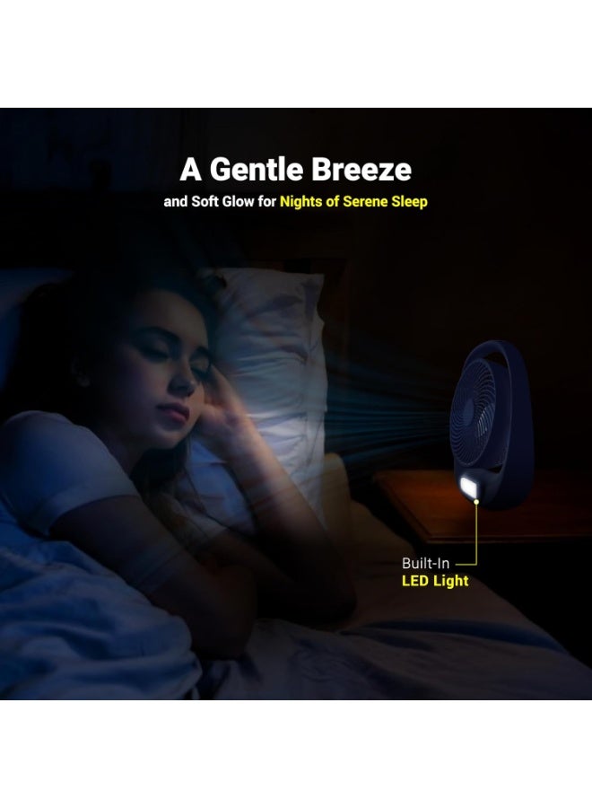 Dylect® Briza 180 Portable Rechargeable Fan | 3600mAh Battery | TruSilent BLDC Motor | 3-Speed | Up to 11h Runtime | USB Charging | Built-in LED Light | Ideal for Desk, Home & Travel | Blue - Image 3