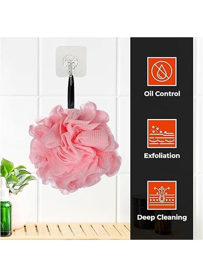 Loofah Shower Puff – 3 Pcs – Ultra Soft Mesh Bath Sponge for Body Exfoliating, Scrubbing and Cleaning (Pack of 3 Multicolour) - Image 2
