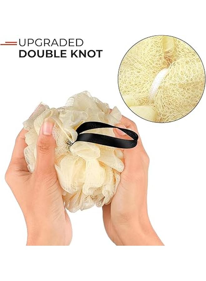 Loofah Shower Puff – 3 Pcs – Ultra Soft Mesh Bath Sponge for Body Exfoliating, Scrubbing and Cleaning (Pack of 3 Multicolour) - Image 4