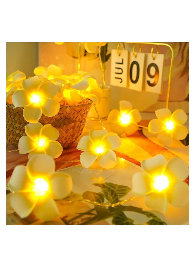 SYOSI LED Artificial Plumeria Flower String Lights Hawaiian Foam USB Powered Fairy for Bedroom Birthday Wedding Beach Party  - Image 4