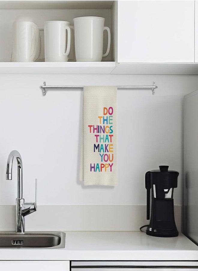 COWEB Motivational Gifts Kitchen Towels - Do the Things that Make You Happy, Inspirational Gifts for Women Teen Girls, Decorative Hand Towels for Bathroom, Dish Towels with Saying - Image 3