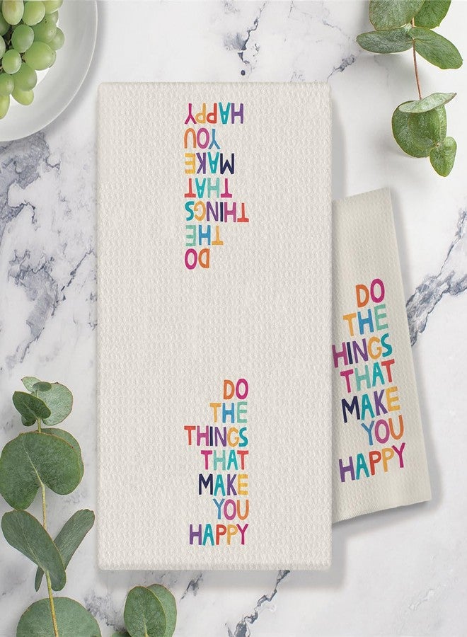 COWEB Motivational Gifts Kitchen Towels - Do the Things that Make You Happy, Inspirational Gifts for Women Teen Girls, Decorative Hand Towels for Bathroom, Dish Towels with Saying - Image 2