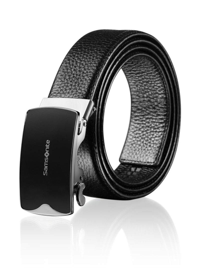 Samsonite Amare II Auto TD Split Buckle Leather Belt, Black|Stylish|Premium Quality|Sleek Metallic Logo|Automatic Buckle - Image 1