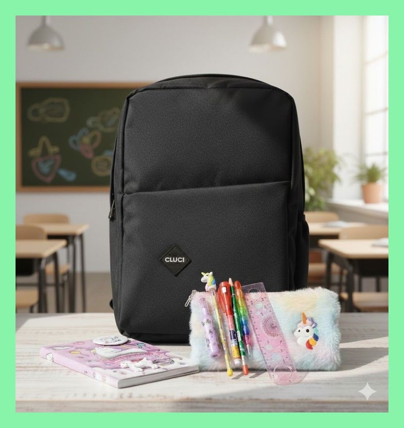 MINDFIT Black School Backpack Set for Girls - Image 1