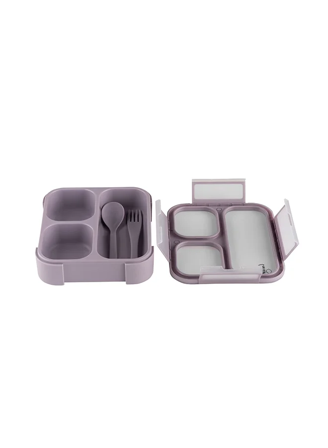 Citron Bento Box Lunchbox Comes With Fork And Spoon, Snack And Portion Control Containers For Kids And Adults, Leakproof And Bpa Free - Purple