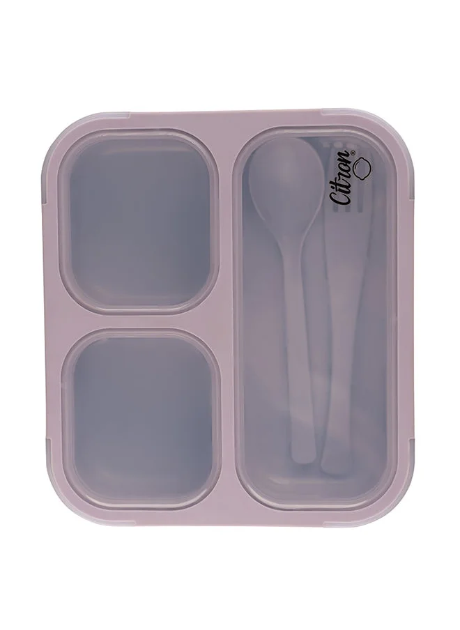 سترون Bento Box Lunchbox Comes With Fork And Spoon, Snack And Portion Control Containers For Kids And Adults, Leakproof And Bpa Free - Purple