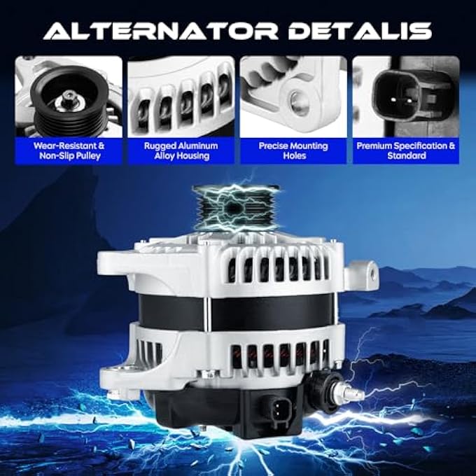 SEHNSUCHT Alternator Replacement New Fit for Town & Country 2008-2010, for Grand Caravan 2008-2010, for JEEP WRANGLER 2007-2011 3.8L, for Routan 2009-2010 3.8L, Automotive Replacement Alternators for 11295 - Image 2