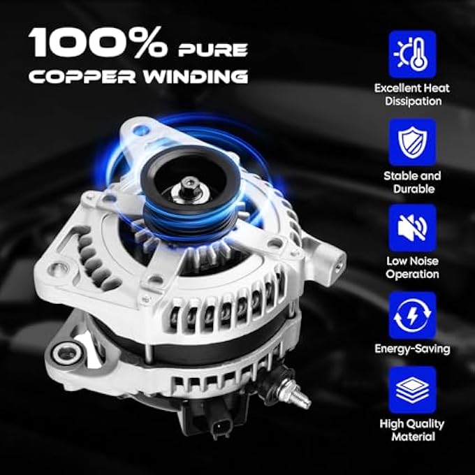 SEHNSUCHT Alternator Replacement New Fit for Town & Country 2008-2010, for Grand Caravan 2008-2010, for JEEP WRANGLER 2007-2011 3.8L, for Routan 2009-2010 3.8L, Automotive Replacement Alternators for 11295 - Image 5